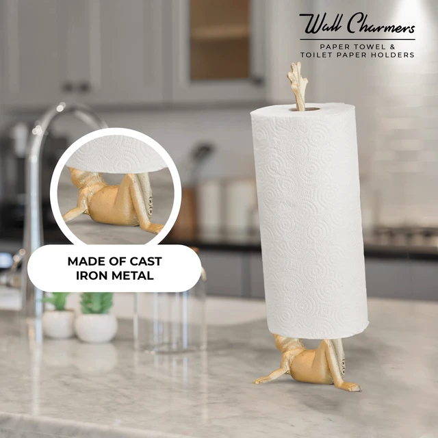 Alt view image 2 of 7 - Gold Paper Towel Holder, Metal Toilet or Kitchen Paper Holder for Floor or Countertop, Gold Frog