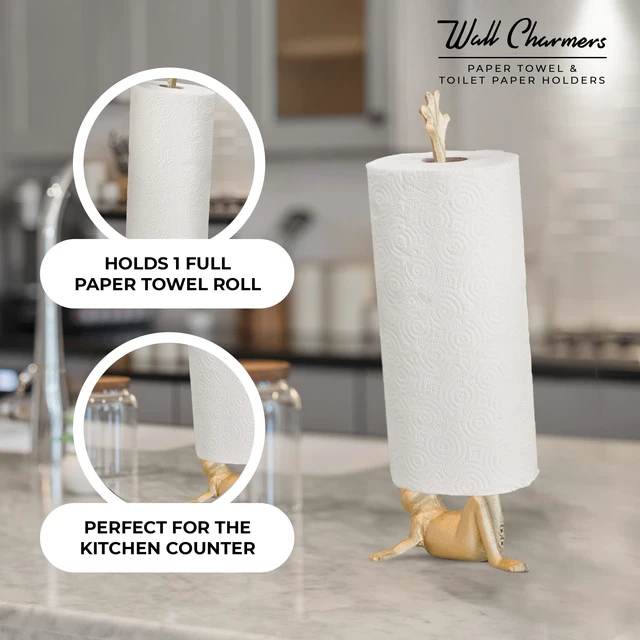 Alt view image 4 of 7 - Gold Paper Towel Holder, Metal Toilet or Kitchen Paper Holder for Floor or Countertop, Gold Frog