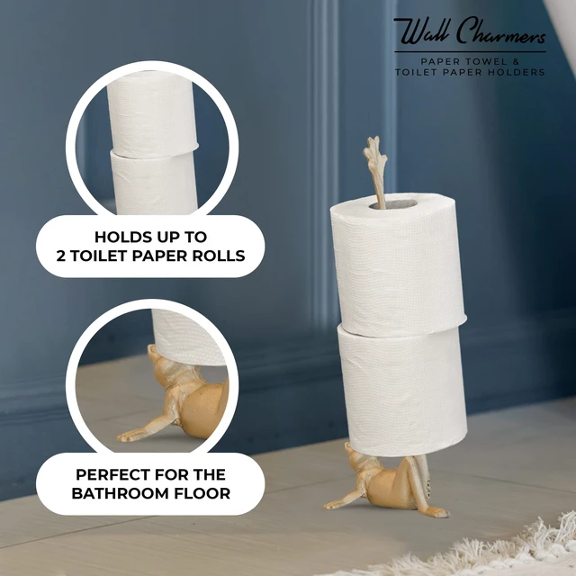 Alt view image 5 of 7 - Gold Paper Towel Holder, Metal Toilet or Kitchen Paper Holder for Floor or Countertop, Gold Frog