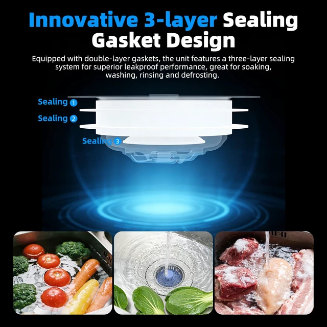 Alt view image 3 of 7 - 3 in 1 Kitchen Sink Drain Strainer, Metal Pop Up Stopper Larger Anti-Clogging Basket, 3-Layer Seal, Detachable Sink Drain Plug for US Standard 3-1/2" Drain, Blue