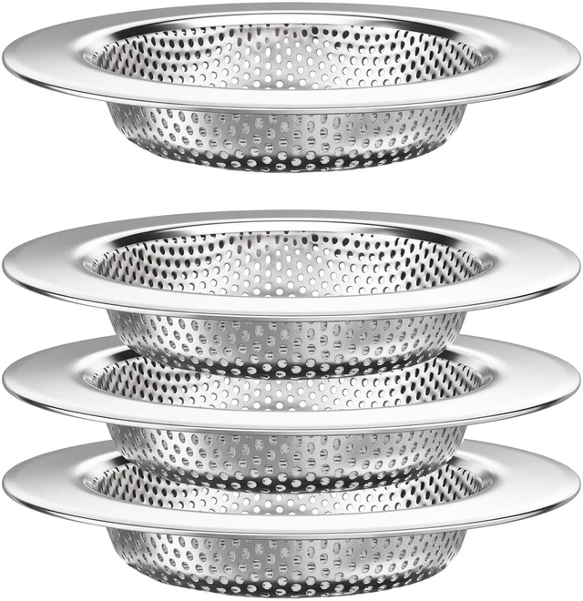 Main image of Kitchen Sink Drain Strainers/Filter/Screen/Basket Strainer, Stainless Steel Food Scraps Drain Catcher, Outer Diameter 4.5 inch/11.3cm, Inner Diameter 3 inch/7.6cm, Pack of 4