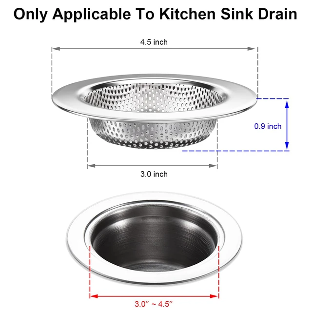Alt view image 2 of 6 - Kitchen Sink Drain Strainers/Filter/Screen/Basket Strainer, Stainless Steel Food Scraps Drain Catcher, Outer Diameter 4.5 inch/11.3cm, Inner Diameter 3 inch/7.6cm, Pack of 4