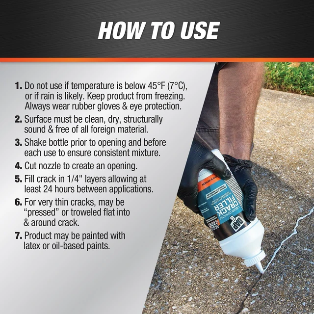 Alt view image 3 of 4 - Liquid Cement Crack Filler (Ready to Use), Gray, 32 Oz (7079837584) Wall Surface Repair Products