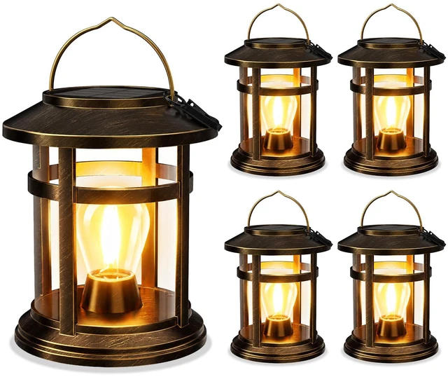 Main image of Solar Lantern Outdoor Waterproof, 4 Pack Bright Hanging Solar Lights for Outside Decorative, Upgraded Solar Powered Lanterns LED Lighting for Garden Patio Porch Decor Gifts (Antique Copper)
