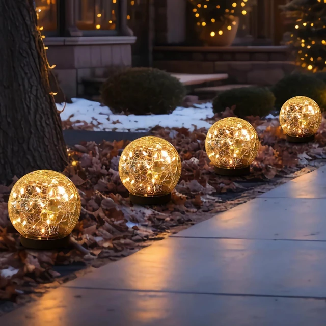 Main image of Solar Globe Lights Outdoor Waterproof-Solar Balls-Solar Garden Lights Orbs Solar Globe Lights for Outside 6 Pack Cracked Glass Ball for Lawn Patio Yard Backyard Decorations