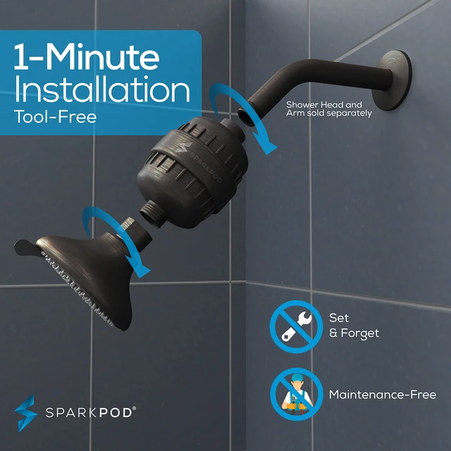Alt view image 4 of 7 - 23 Stage Shower Head Filter for Dry Hair and Skin - High Output Universal Shower Filters to Remove Toxic Chemicals, Chlorine & Heavy Metals (Vintage Oil-Rubbed Bronze)
