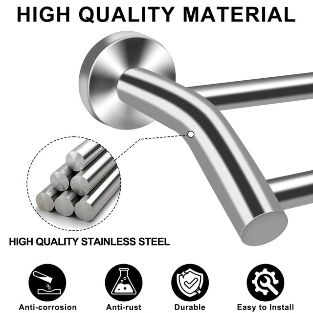 Alt view image 4 of 7 - Silver Telescopic Double Towel Bar Wall Mount 14.5-24.8Inch Rustproof Towel Rack with Widened Spacing, Scratch-resistant & Durable for Bathroom Kitchen RV
