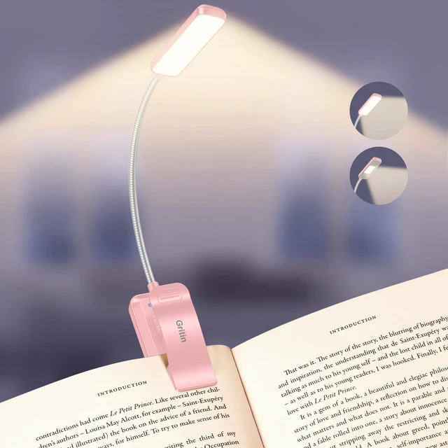 Main image of 2026 Gen 2 Book Light for Reading- 30 Eye Caring Full Spectrum LED 5 Colors & 5 Brightness, Adjustable Wide/Narrow Beam, Upgrade 1500mAh Long-Lasting Rechargeable Clip on Light-Pink