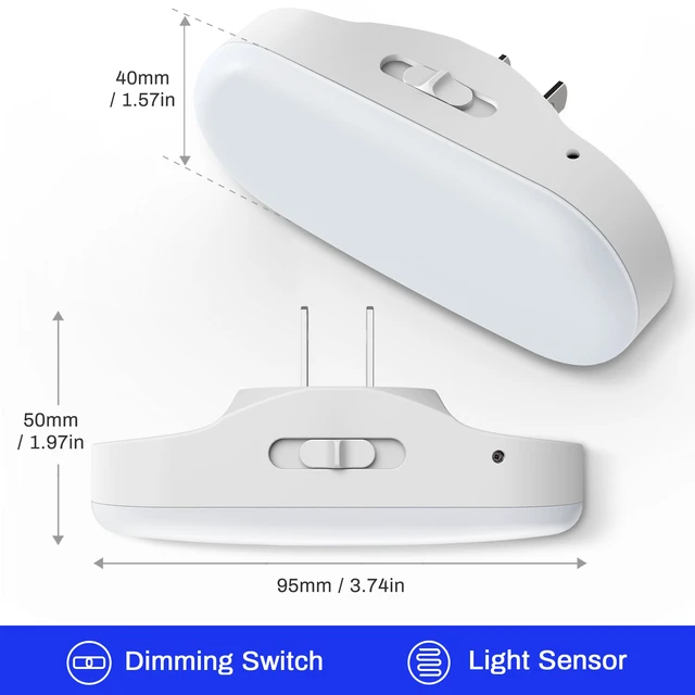 Alt view image 6 of 7 - Blue Night Lights Plug into Wall with Dusk to Dawn Sensor Dimmable Night Lights Plug Into Wall,for Kids Room Bedroom Stair,Blue Night Light,1W,4 Pack