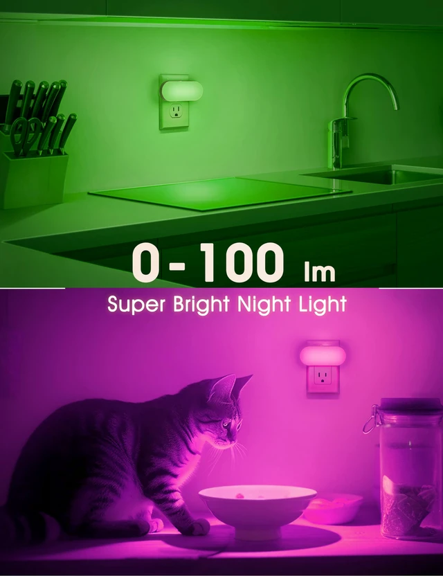 Alt view image 5 of 7 - RGB Night Lights Plug into Wall,Dusk to Dawn Color Changing 0.7W LED Night Light,for Kids Room Bathroom,Night Light,Stair Lights,Hallway Light,Color Moving,4 Pack