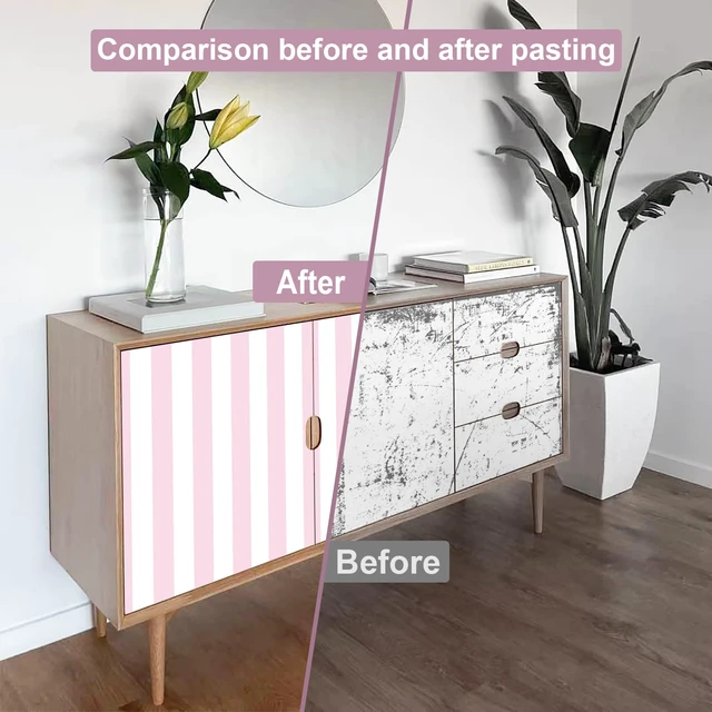Alt view image 7 of 7 - Pink and White Peel and Stick Wallpaper Striped Cute 17.7"x393" Stripe Contact Paper for Cabinets Modern Stripes Self-Adhesive Removable Wall Paper Cute Girls Bedroom Nursery Decor Vinyl