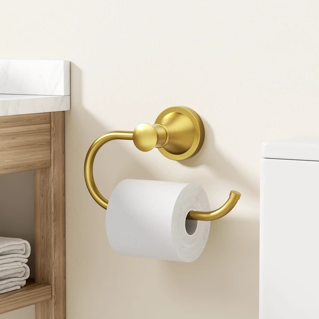 Alt view image 2 of 7 - Toilet Paper Holder Wall Mounted Bathroom Tissue Holder Brushed Gold Pivoting Tissue Roll Holder, High Quality Stainless Steel Hand Towel Ring Rustproof, Bathroom Accessories,Toilet Storage