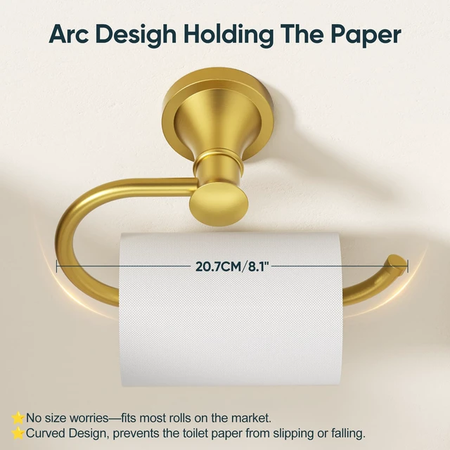 Alt view image 4 of 7 - Toilet Paper Holder Wall Mounted Bathroom Tissue Holder Brushed Gold Pivoting Tissue Roll Holder, High Quality Stainless Steel Hand Towel Ring Rustproof, Bathroom Accessories,Toilet Storage