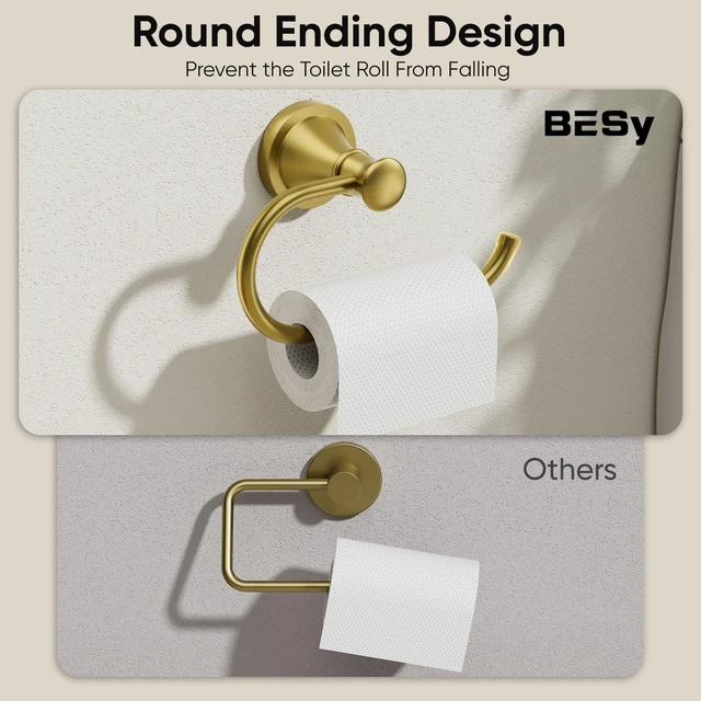 Alt view image 7 of 7 - Toilet Paper Holder Wall Mounted Bathroom Tissue Holder Brushed Gold Pivoting Tissue Roll Holder, High Quality Stainless Steel Hand Towel Ring Rustproof, Bathroom Accessories,Toilet Storage