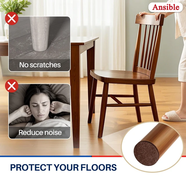 Alt view image 4 of 6 - 299 PCS Felt Furniture Pads for Hardwood Floors Felt Pads for Chair Leg Floor Protectors,Self-Adhesive Felt Pads Reduce Noise and Anti-Scratches,Brown,Multiple Sizes