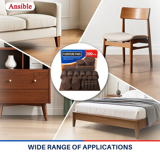 Alt view image 6 of 6 - 299 PCS Felt Furniture Pads for Hardwood Floors Felt Pads for Chair Leg Floor Protectors,Self-Adhesive Felt Pads Reduce Noise and Anti-Scratches,Brown,Multiple Sizes