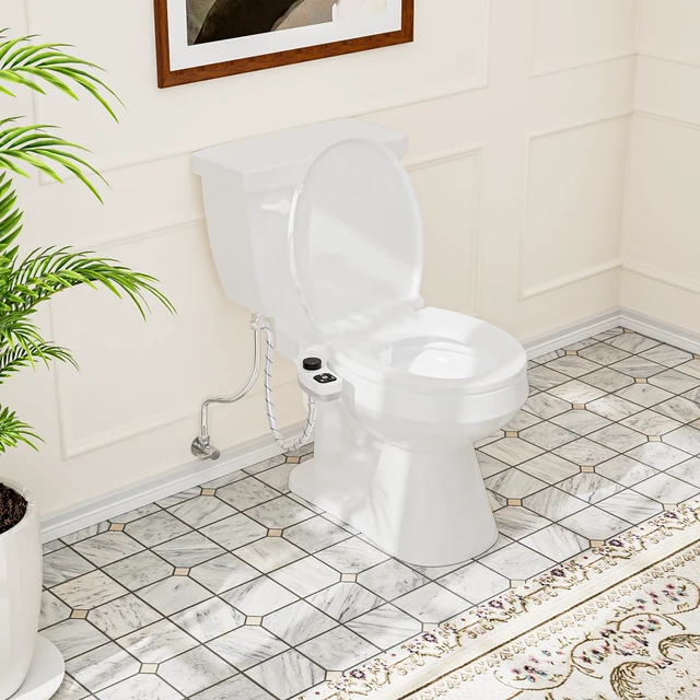 Alt view image 6 of 6 - Bidet Attachment for Toilet, Dual Nozzle (Frontal and Rear Wash) Non-Electric Fresh Water Bidet Toilet Seat Attachment with Nozzle Self Cleaning, Adjustable Water Pressure (Black)
