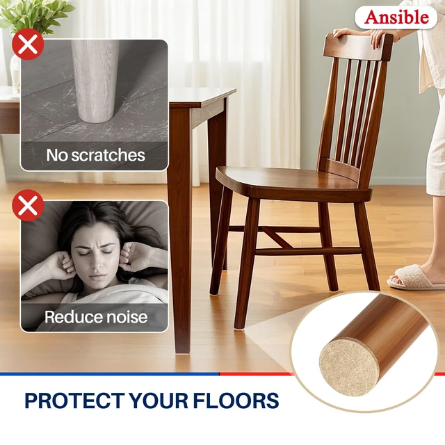 Alt view image 4 of 6 - 299 PCS Felt Furniture Pads for Hardwood Floors Felt Pads for Chair Leg Floor Protectors,Self-Adhesive Felt Pads Reduce Noise and Anti-Scratches,Beige,Multiple Sizes