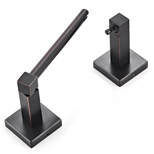 Main image of Oil Rubbed Bronze Toilet Paper Holder Wall Mount for Bathroom Dual-Post Pivoting Tissue Roll Holder with Square Base, Rustproof 304 Stainless Steel, Screw-in, for Hotel Apartments, Modern