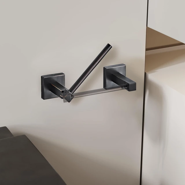 Alt view image 3 of 6 - Oil Rubbed Bronze Toilet Paper Holder Wall Mount for Bathroom Dual-Post Pivoting Tissue Roll Holder with Square Base, Rustproof 304 Stainless Steel, Screw-in, for Hotel Apartments, Modern