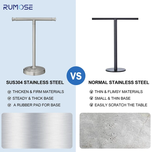 Alt view image 5 of 7 - Brushed Nickel Hand Towel Holder Stand Countertop Towel Rack 13 Inch Bathroom Kitchen Vanity T-Shape Towel Stand Free Standing Stainless Steel Towel Bar Towel Ring