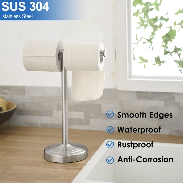 Alt view image 6 of 7 - Brushed Nickel Hand Towel Holder Stand Countertop Towel Rack 13 Inch Bathroom Kitchen Vanity T-Shape Towel Stand Free Standing Stainless Steel Towel Bar Towel Ring