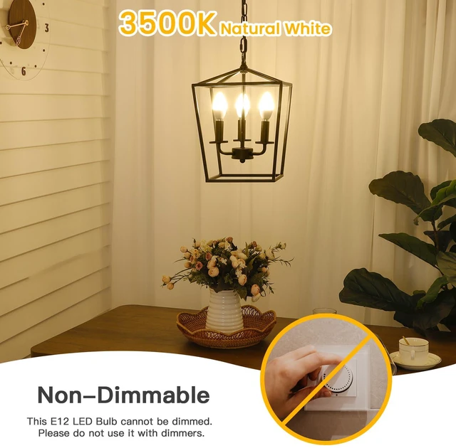 Alt view image 4 of 5 - LED E12 Candelabra Light Bulbs 60W Equivalent, 6W B11 Candle Base, 600 Lumen Chandelier Bulb, Natural White 3500K, Non-Dimmable, Pack of 6