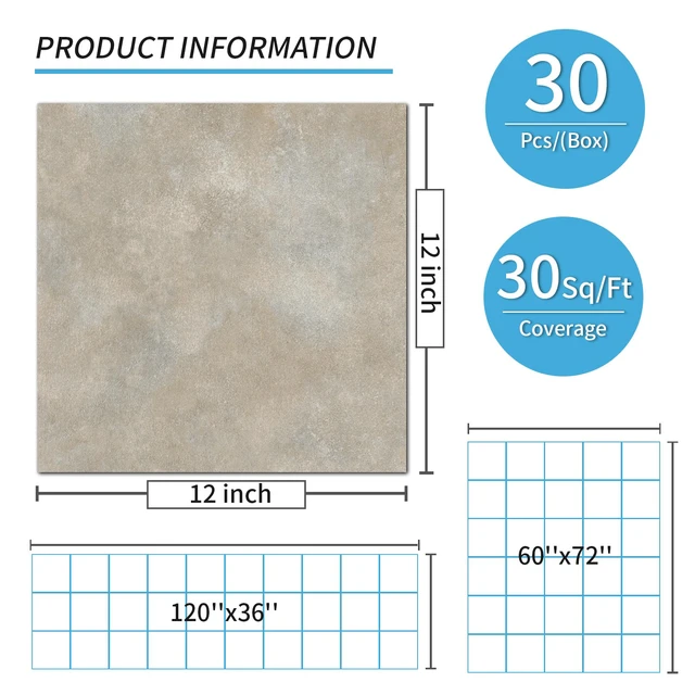 Alt view image 4 of 7 - 30-Pack Peel and Stick Vinyl Floor Tiles, 12 x 12 in, Slate Anti-Slip, Waterproof, Stain-Resistant, Simple to Clean, Durable, Premium Vinyl, Ideal for Kitchen, Dining Room, Bedrooms