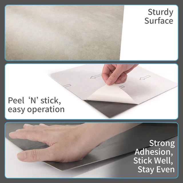 Alt view image 6 of 7 - 30-Pack Peel and Stick Vinyl Floor Tiles, 12 x 12 in, Slate Anti-Slip, Waterproof, Stain-Resistant, Simple to Clean, Durable, Premium Vinyl, Ideal for Kitchen, Dining Room, Bedrooms