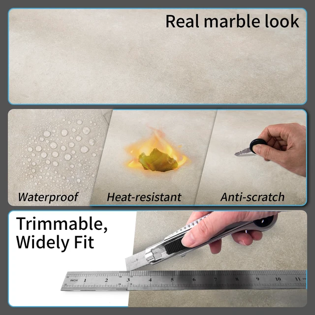 Alt view image 7 of 7 - 30-Pack Peel and Stick Vinyl Floor Tiles, 12 x 12 in, Slate Anti-Slip, Waterproof, Stain-Resistant, Simple to Clean, Durable, Premium Vinyl, Ideal for Kitchen, Dining Room, Bedrooms
