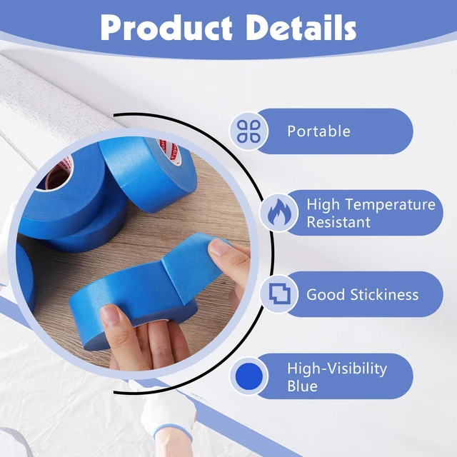 Alt view image 3 of 7 - 5 Rolls Painters Tape 1.5Inch Wide Blue Painters Tape for Wall Painting 1.5In × 55Yd × 5Rolls Upgrade Washi Tape UV Resistant Multi-Surface Masking Tape for Painting Edge Treatment DIY Crafts