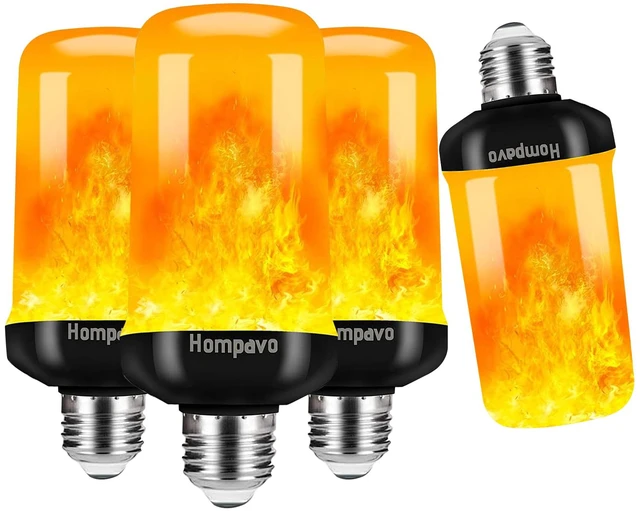 Main image of Upgraded LED Flame Light Bulbs, 4 Modes Flickering Light Bulbs with Upside Down Effect, E26/E27 Flame Bulb for Halloween, Christmas, Party, Indoor and Outdoor Home Decoration (4 Pack)