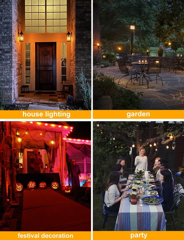Alt view image 2 of 7 - Upgraded LED Flame Light Bulbs, 4 Modes Flickering Light Bulbs with Upside Down Effect, E26/E27 Flame Bulb for Halloween, Christmas, Party, Indoor and Outdoor Home Decoration (4 Pack)