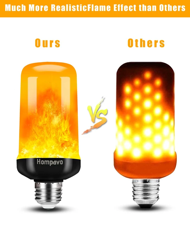 Alt view image 3 of 7 - Upgraded LED Flame Light Bulbs, 4 Modes Flickering Light Bulbs with Upside Down Effect, E26/E27 Flame Bulb for Halloween, Christmas, Party, Indoor and Outdoor Home Decoration (4 Pack)