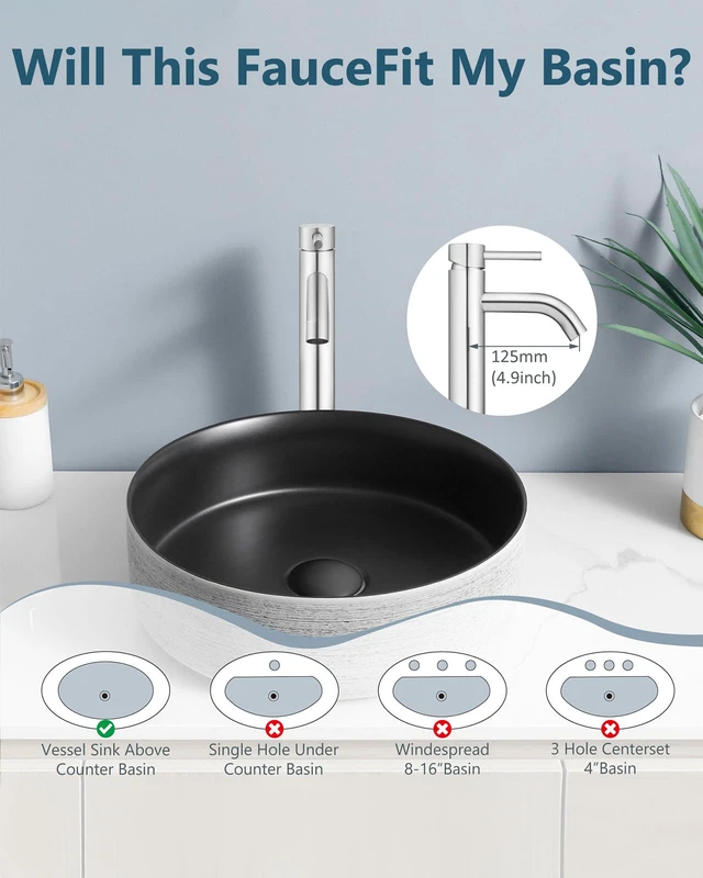 Alt view image 3 of 7 - Polish Chrome Vessel Sink Faucet Tall Bathroom Faucet Stainless Steel Bathroom Sink Faucet Single Handle One Hole Round Body with Pop up Drain Basin Bowl Vanity Lavatory Mixer Tap