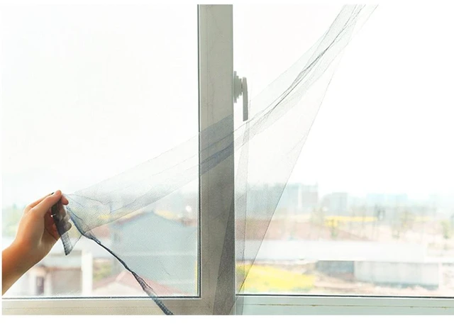 Alt view image 2 of 7 - DIY Self-adhesive Window Screen Netting Mesh Curtain, 100X150cm (Approach 39.37x59.05 Inches), With Hook and Sticky Tape, Fitted to Multiple Windows (5 Packs, Black)