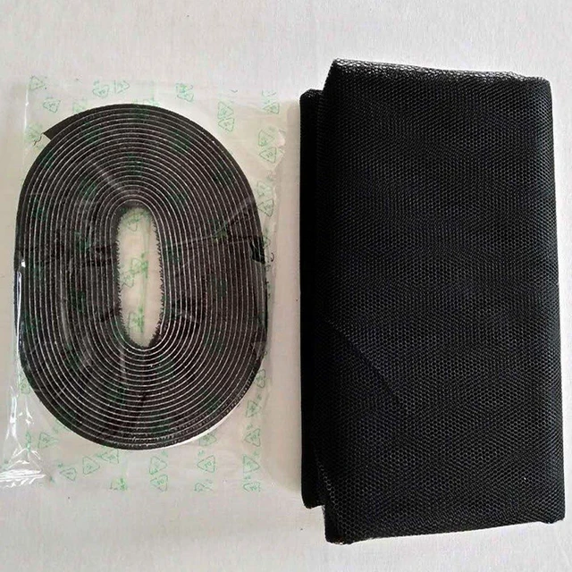 Alt view image 6 of 7 - DIY Self-adhesive Window Screen Netting Mesh Curtain, 100X150cm (Approach 39.37x59.05 Inches), With Hook and Sticky Tape, Fitted to Multiple Windows (5 Packs, Black)
