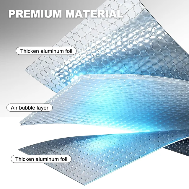 Alt view image 4 of 6 - Reflective Bubble Insulation Roll, 36" x 10Ft Block Heat windowinsulation for summer heat, aluminum foil rlective window insulation, rv window insulation