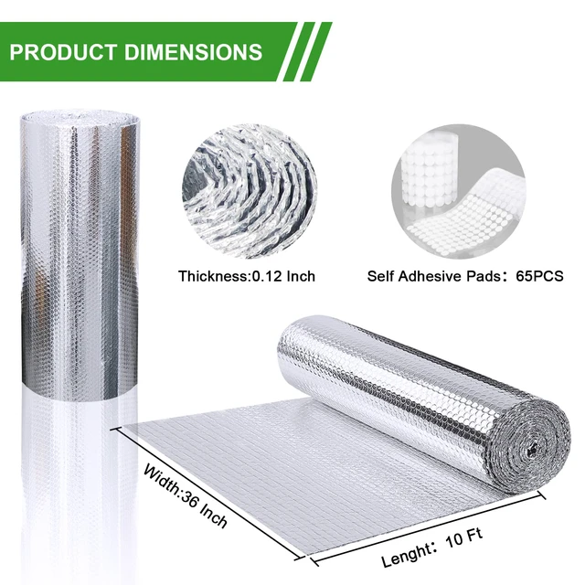 Alt view image 6 of 6 - Reflective Bubble Insulation Roll, 36" x 10Ft Block Heat windowinsulation for summer heat, aluminum foil rlective window insulation, rv window insulation