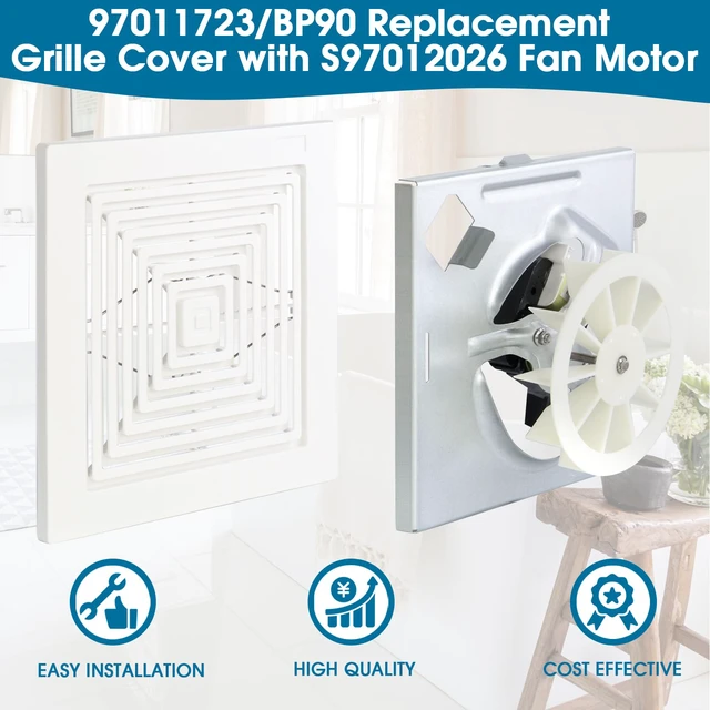 Alt view image 3 of 7 - 696N-R02 B Unit Replacement Grille 97011723 for Broan 688 Exhaust Fan Cover S97012026 Fan Assembly for Broan-NuTone BP90,688,663,670,671,689,Bathroom Vent Cover BP90 Replacement Grille for Broan 688