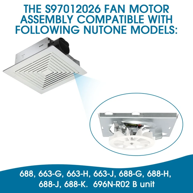 Alt view image 6 of 7 - 696N-R02 B Unit Replacement Grille 97011723 for Broan 688 Exhaust Fan Cover S97012026 Fan Assembly for Broan-NuTone BP90,688,663,670,671,689,Bathroom Vent Cover BP90 Replacement Grille for Broan 688