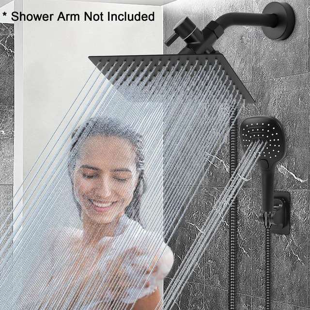 Alt view image 3 of 6 - Shower Head with Hose, High Pressure Stainless Steel Rain Shower and 3 Settings Handheld Spray Combo with Push Button Flow Control (12 Inch, Matte Black)