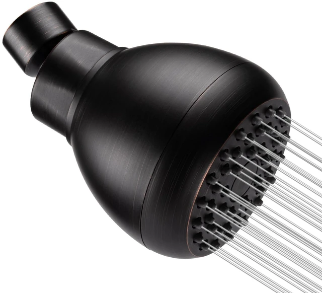Main image of Fixed Shower Head High Pressure 3 Inch Showerhead Oil Rubbed Bronze 360 Rotatable Design, Self Cleaning Silicone Nozzles, Adjustable Swivel Brass Ball Joint for Relaxing and Comfortable Shower