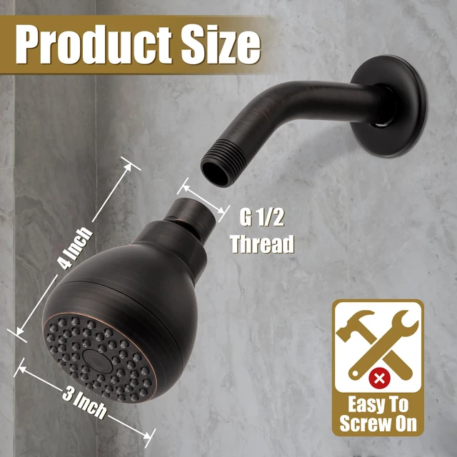Alt view image 2 of 7 - Fixed Shower Head High Pressure 3 Inch Showerhead Oil Rubbed Bronze 360 Rotatable Design, Self Cleaning Silicone Nozzles, Adjustable Swivel Brass Ball Joint for Relaxing and Comfortable Shower
