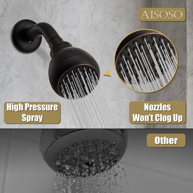 Alt view image 5 of 7 - Fixed Shower Head High Pressure 3 Inch Showerhead Oil Rubbed Bronze 360 Rotatable Design, Self Cleaning Silicone Nozzles, Adjustable Swivel Brass Ball Joint for Relaxing and Comfortable Shower