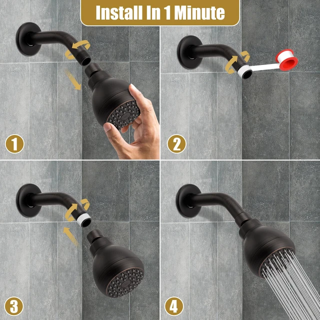 Alt view image 6 of 7 - Fixed Shower Head High Pressure 3 Inch Showerhead Oil Rubbed Bronze 360 Rotatable Design, Self Cleaning Silicone Nozzles, Adjustable Swivel Brass Ball Joint for Relaxing and Comfortable Shower