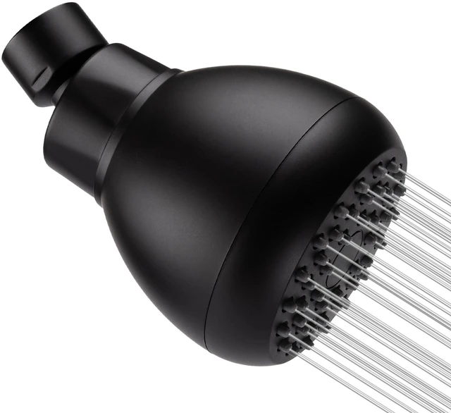 Main image of Fixed Shower Head High Pressure 3 Inch Showerhead Matte Black 360 Rotatable Design, Self Cleaning Silicone Nozzles, Adjustable Swivel Brass Ball Joint for Relaxing and Comfortable Shower