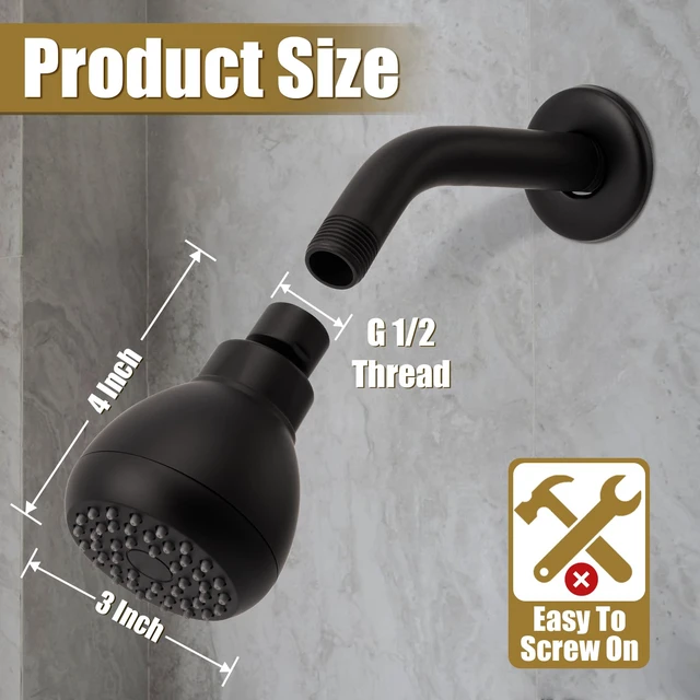 Alt view image 2 of 7 - Fixed Shower Head High Pressure 3 Inch Showerhead Matte Black 360 Rotatable Design, Self Cleaning Silicone Nozzles, Adjustable Swivel Brass Ball Joint for Relaxing and Comfortable Shower
