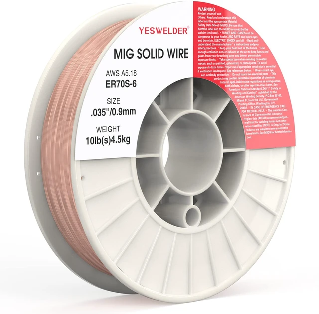 Main image of MIG Welding Wire, ER70S-6 Solid Carbon Steel 0.035 in, 10 lb spool with high feedability, smooth, consistent wire handling