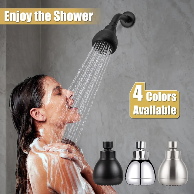 Alt view image 7 of 7 - Fixed Shower Head High Pressure 3 Inch Showerhead Matte Black 360 Rotatable Design, Self Cleaning Silicone Nozzles, Adjustable Swivel Brass Ball Joint for Relaxing and Comfortable Shower